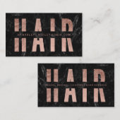 Modern haar uitgesneden roos goud zwart marmer visitekaartje (Voorkant / Achterkant)