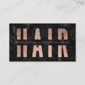 Modern haar uitgesneden roos goud zwart marmer visitekaartje (Achterkant)