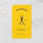 Modern Haarstylist Barber Geel Zwart Schaar Visitekaartje (Voorkant)