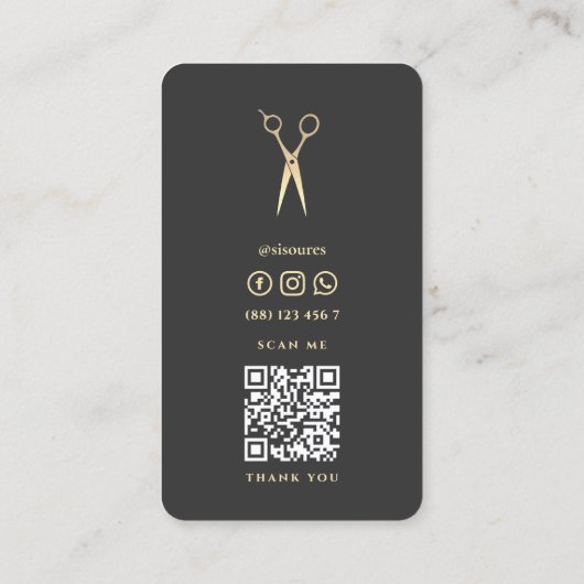 Modern Haarstylist Barber Geel Zwart Schaar Visitekaartje (Achterkant)