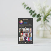 Modern Haarstylist Black Monogram Instagram Visitekaartje (Staand voorkant)