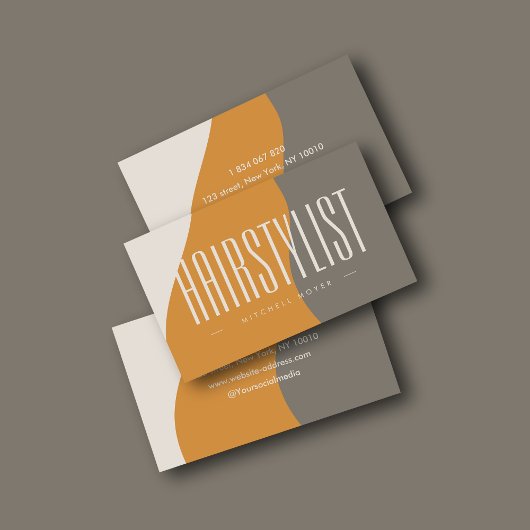 Modern Haarstylist Earth Tones Visitekaartje