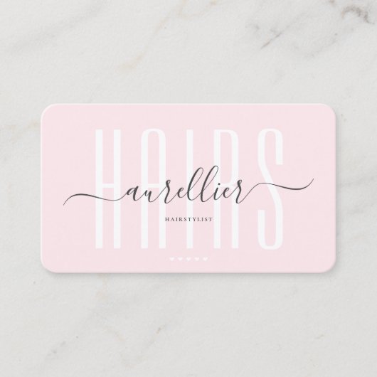 Modern Haarstylist Hairs Monogram Roze Visitekaartje (Voorkant)