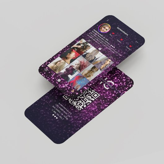 Modern Haarstylist Instagram Glitter Roze Visitekaartje