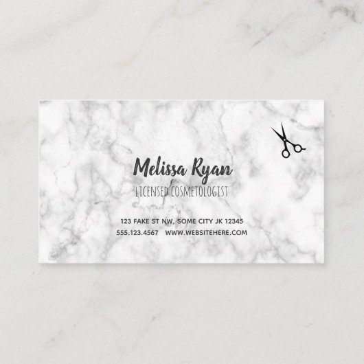 modern haarstylist marmer graniet visitekaartje (Achterkant)
