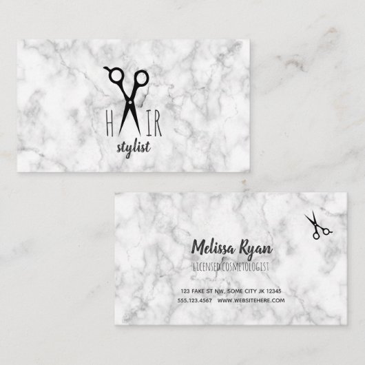 modern haarstylist marmer graniet visitekaartje (Voorkant / Achterkant)