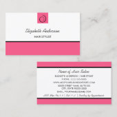 Modern Haarstylist Preppy Roze Zwart Haar Salon Visitekaartje (Voorkant / Achterkant)