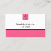 Modern Haarstylist Preppy Roze Zwart Haar Salon Visitekaartje (Voorkant)