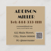 Modern, haarstylist & QR-code Vierkante Visitekaartje (Achterkant)