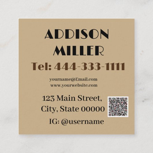 Modern, haarstylist & QR-code Vierkante Visitekaartje (Achterkant)