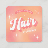 Modern Haarstylist Salon Groovy Trendy Perzik Haar Vierkante Visitekaartje (Voorkant)