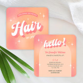 Modern Haarstylist Salon Groovy Trendy Perzik Haar Vierkante Visitekaartje