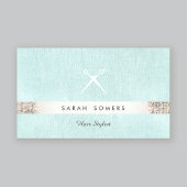 Modern Haarstylist Scissors Logo Sequin Turquoise Visitekaartje