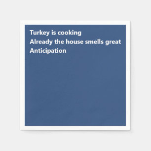 Modern Haiku Poem Minimale Blauwe Thanksgiving Servet