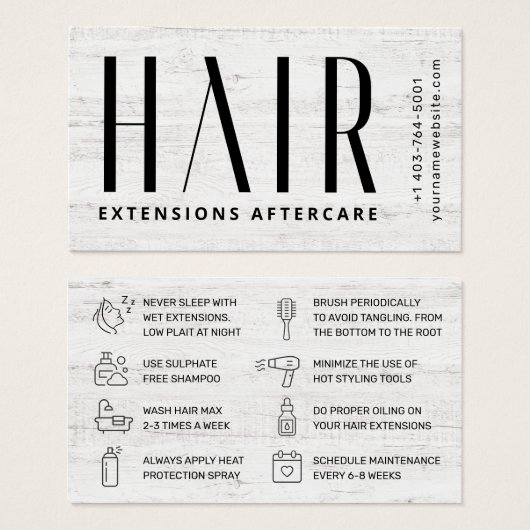 Modern Hair Extensions Aftercare Visitekaartje (Voorkant /achterkant)