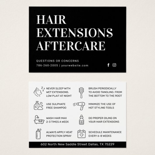 Modern Hair Extensions Aftercare Visitekaartje (Voorkant /achterkant)