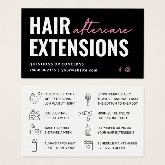 Modern Hair Extensions Aftercare Visitekaartje (Voorkant /achterkant)
