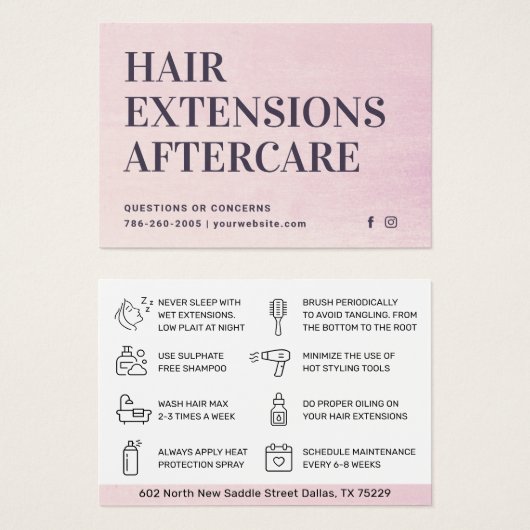 Modern Hair Extensions Aftercare Visitekaartje (Voorkant /achterkant)