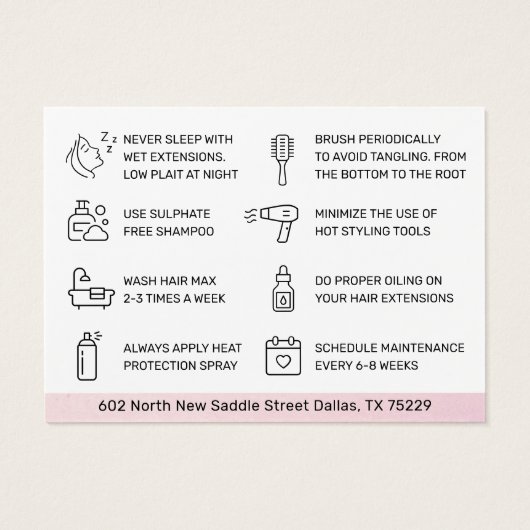 Modern Hair Extensions Aftercare Visitekaartje (Achterkant)