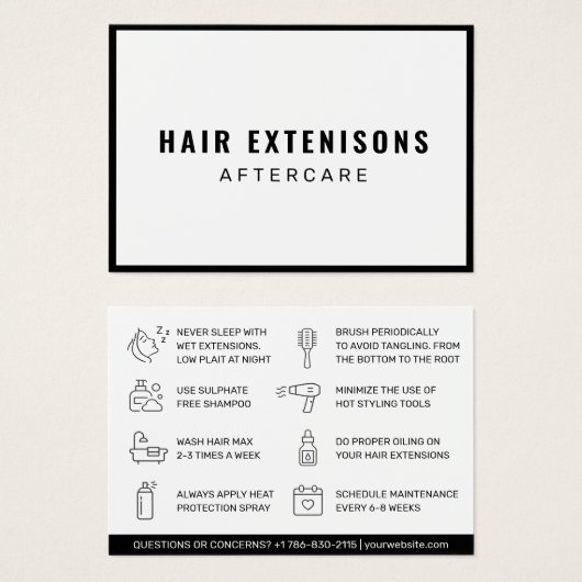 Modern Hair Extensions Aftercare Visitekaartje (Voorkant /achterkant)