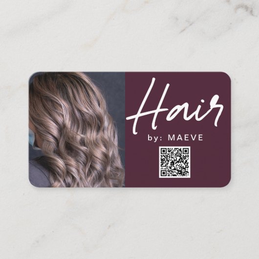 Modern Hair Styling-visitekaartje met QR-code Visitekaartje (Voorkant)