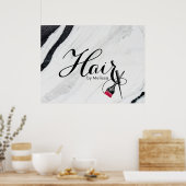 Modern Hair Stylist Black & White Marble Poster (Keuken)