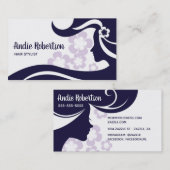 Modern Hair Stylist Blue en White Visitekaartje (Voorkant / Achterkant)