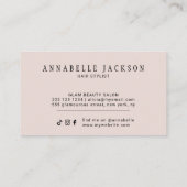 Modern hair stylist blush pink gold chic script visitekaartje (Achterkant)