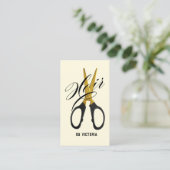 Modern Hair Stylist Gold Scissor  Visitekaartje (Staand voorkant)