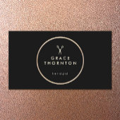 Modern Hair Stylist Gold Scissors Black Visitekaartje