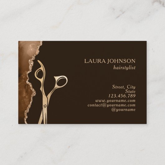 Modern Hair Stylist Gold Scissors Visitekaartje (Achterkant)