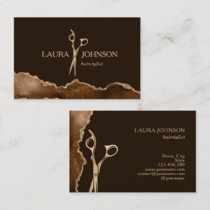 Modern Hair Stylist Gold Scissors Visitekaartje