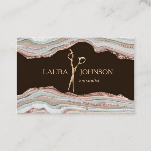 Modern Hair Stylist Gold Scissors Visitekaartje (Voorkant)