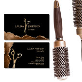 Modern Hair Stylist Gold Scissors Visitekaartje