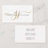 Modern Hair Stylist Goud Script Monogram Visitekaartje (Voorkant / Achterkant)
