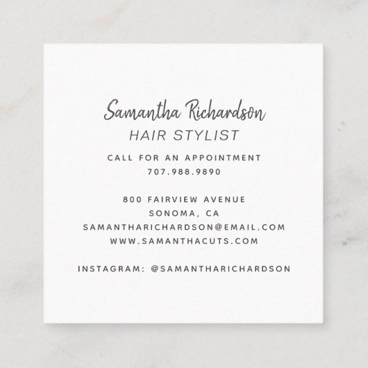 Modern Hair Stylist Photo Visitekaartje (Achterkant)
