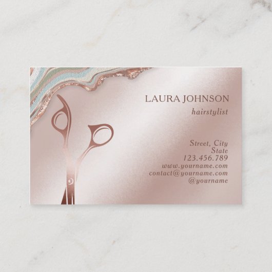 Modern Hair Stylist Roos Gold Scissors Business Ca Visitekaartje (Achterkant)