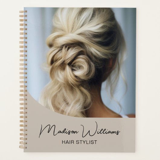 Modern Hair Stylist Salon Custom Photo Beige Planner (Voorkant)