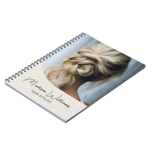 Modern Hair Stylist Salon Custom Photo Script Notitieboek (Linkerzijde)