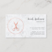 Modern Hair Stylist Scissors Roos Gold Marble Visitekaartje (Voorkant)