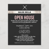 Modern Hair Stylist Scissors Silver Sequins Salon Flyer (Voorkant)