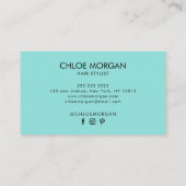 Modern hair stylist script black and blue visitekaartje (Achterkant)