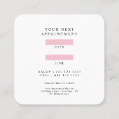 Modern Hair Stylist Script Blush Pink Afspraak Vierkante Visitekaartje (Achterkant)