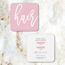 Modern Hair Stylist Script Blush Pink Afspraak Vierkante Visitekaartje