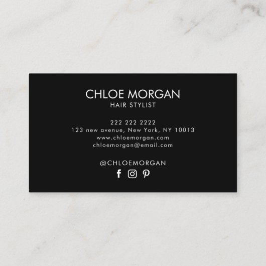 Modern hair stylist script pearl pink  visitekaartje (Achterkant)