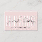 Modern hair stylist script typography blush pink afsprakenkaartje (Voorkant)