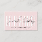 Modern hair stylist script typography blush pink klantenkaartje (Voorkant)