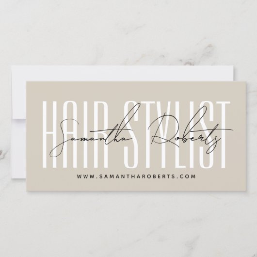Modern hair stylist script typography gift card (Voorkant)