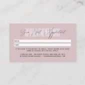 Modern hair stylist script typography neutral pink afsprakenkaartje (Achterkant)
