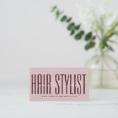 Modern hair stylist script typography pink red afsprakenkaartje (Staand voorkant)
